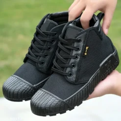 Men's Rugged Canvas Sneakers – Durable Lace-Up Outdoor Casual Shoes with Rubber Sole for Hiking and Work