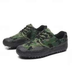 Men's Rugged Canvas Sneakers – Durable Lace-Up Outdoor Casual Shoes with Rubber Sole for Hiking and Work