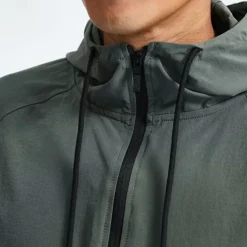 Men's Running Jacket Zipper Pocket Long Sleeve Hoodie Casual Athleisure Fall Windproof Breathable Gym Workout Running Walking Sportswear Activewear Solid Colored Black Green