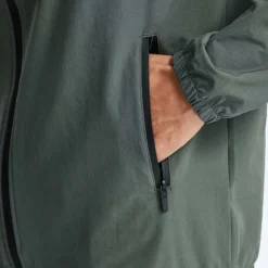 Men's Running Jacket Zipper Pocket Long Sleeve Hoodie Casual Athleisure Fall Windproof Breathable Gym Workout Running Walking Sportswear Activewear Solid Colored Black Green