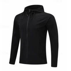 Men's Running Jacket Zipper Pocket Long Sleeve Hoodie Casual Athleisure Fall Windproof Breathable Gym Workout Running Walking Sportswear Activewear Solid Colored Black Green