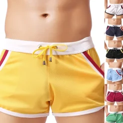 Men's Running Shorts Athletic Shorts Drawstring with White Trim Bottoms Outdoor Home Cotton Breathable Comfortable Gym Workout Exercise & Fitness Leisure Sports Sportswear Activewear Fashion Black