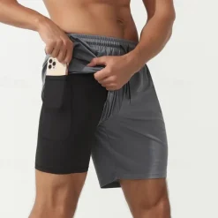 Men's Running Shorts Gym Shorts Sweat Shorts Pocket 2 in 1 Elastic Waistband Shorts Outdoor Sports & Outdoor Athletic Quick Dry Lightweight Soft Marathon Running Workout Tailored Fit Sportswear