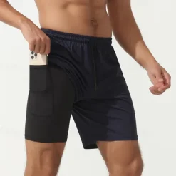 Men's Running Shorts Gym Shorts Sweat Shorts Pocket 2 in 1 Elastic Waistband Shorts Outdoor Sports & Outdoor Athletic Quick Dry Lightweight Soft Marathon Running Workout Tailored Fit Sportswear