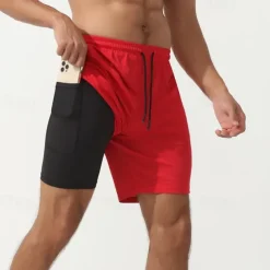 Men's Running Shorts Gym Shorts Sweat Shorts Pocket 2 in 1 Elastic Waistband Shorts Outdoor Sports & Outdoor Athletic Quick Dry Lightweight Soft Marathon Running Workout Tailored Fit Sportswear