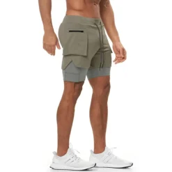 Men's Running Shorts Gym Shorts Drawstring 2 in 1 Shorts Athletic Athleisure Spandex Breathable Soft Quick Dry Yoga Fitness Gym Workout Sportswear Activewear Solid Colored Black Army Green Khaki