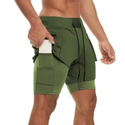 Men's Running Shorts Gym Shorts Drawstring 2 in 1 Shorts Athletic Athleisure Spandex Breathable Soft Quick Dry Yoga Fitness Gym Workout Sportswear Activewear Solid Colored Black Army Green Khaki