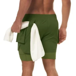 Men's Running Shorts Gym Shorts Drawstring 2 in 1 Shorts Athletic Athleisure Spandex Breathable Soft Quick Dry Yoga Fitness Gym Workout Sportswear Activewear Solid Colored Black Army Green Khaki