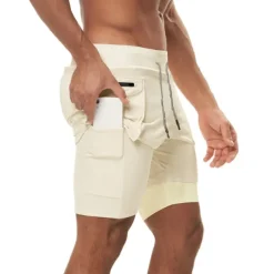 Men's Running Shorts Gym Shorts Drawstring 2 in 1 Shorts Athletic Athleisure Spandex Breathable Soft Quick Dry Yoga Fitness Gym Workout Sportswear Activewear Solid Colored Black Army Green Khaki