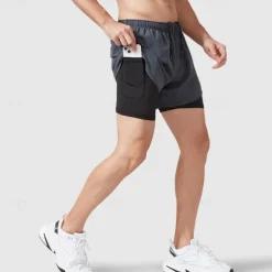 Men's Running Shorts Gym Shorts Sweat Shorts Pocket 2 in 1 Elastic Waistband Shorts Outdoor Sports & Outdoor Athletic Quick Dry Lightweight Soft Marathon Running Workout Tailored Fit Sportswear