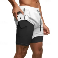 Men's Running Shorts Gym Shorts Sweat Shorts Pocket Drawstring 2 in 1 Elastic Waistband Shorts Outdoor Sports & Outdoor Athletic Quick Dry Lightweight Soft Marathon Running Workout Tailored Fit
