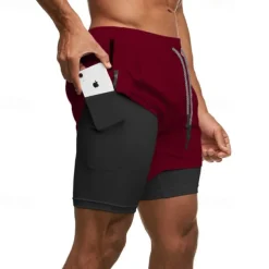 Men's Running Shorts Gym Shorts Sweat Shorts Pocket Drawstring 2 in 1 Elastic Waistband Shorts Outdoor Sports & Outdoor Athletic Quick Dry Lightweight Soft Marathon Running Workout Tailored Fit