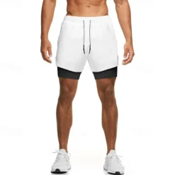 Men's Running Shorts Gym Shorts Sweat Shorts Pocket Drawstring 2 in 1 Elastic Waistband Shorts Outdoor Sports & Outdoor Athletic Quick Dry Lightweight Soft Marathon Running Workout Tailored Fit