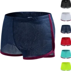 Men's Running Shorts Marathon One-third Shorts Mesh Stripe-Trim Bottoms Athletic Athleisure Breathable Quick Dry Soft Fitness Gym Workout Marathon Sportswear Activewear Stripes Green White Black