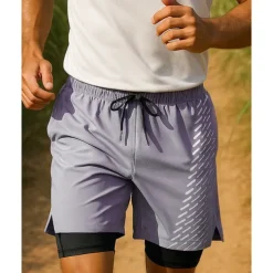 Men's Running Shorts Pocket 2 in 1 Shorts Sports & Outdoor Casual Breathable Quick Dry Lightweight Elastic Tennis Golf Running Regular Fit Sportswear Activewear Black Ocean Blue Blue