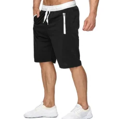 Men's Running Shorts Workout Shorts Drawstring Zipper Pocket Bottoms Casual Athleisure Breathable Soft Sweat wicking Gym Workout Performance Basketball Sportswear Activewear Solid Colored Black
