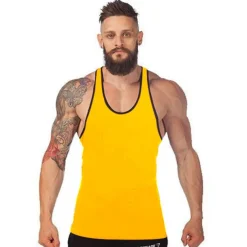 Men's Running Tank Top Workout Tank Vest / Gilet Summer Cotton Breathable Quick Dry Moisture Wicking Fitness Gym Workout Bodybuilding Sportswear Activewear Black White Yellow