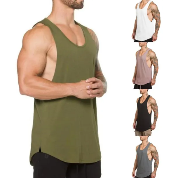 Men's Running Tank Top Workout Tank Sleeveless Vest / Gilet Summer Cotton Breathable Quick Dry Yoga Fitness Running Sportswear Activewear Black White Green