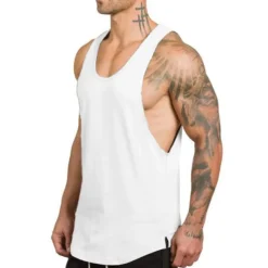 Men's Running Tank Top Workout Tank Sleeveless Vest / Gilet Summer Cotton Breathable Quick Dry Yoga Fitness Running Sportswear Activewear Black White Green