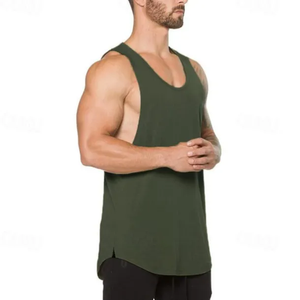 Men's Running Tank Top Workout Tank Sleeveless Vest / Gilet Summer Cotton Breathable Quick Dry Yoga Fitness Running Sportswear Activewear Black White Green