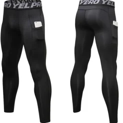 Men's Running Tights Leggings Compression Pants with Phone Pocket High Waist Base Layer Winter Tummy Control Butt Lift Quick Dry Fitness Gym Workout Running Sportswear Activewear Black White Red