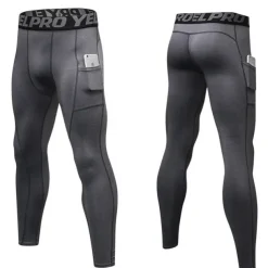 Men's Running Tights Leggings Compression Pants with Phone Pocket High Waist Base Layer Winter Tummy Control Butt Lift Quick Dry Fitness Gym Workout Running Sportswear Activewear Black White Red