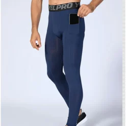 Men's Running Tights Leggings Compression Pants with Phone Pocket High Waist Base Layer Winter Tummy Control Butt Lift Quick Dry Fitness Gym Workout Running Sportswear Activewear Black White Red