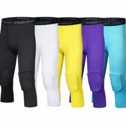 Men's Running Tights Leggings Compression 3/4 Pants Knee Pads Base Layer Athletic Athleisure Spandex Breathable Quick Dry Moisture Wicking Fitness Gym Workout Basketball Sportswear Activewear Solid