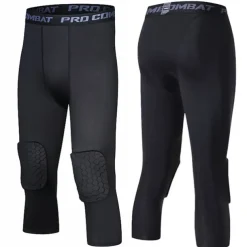 Men's Running Tights Leggings Compression 3/4 Pants Knee Pads Base Layer Athletic Athleisure Spandex Breathable Quick Dry Moisture Wicking Fitness Gym Workout Basketball Sportswear Activewear Solid