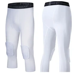 Men's Running Tights Leggings Compression 3/4 Pants Knee Pads Base Layer Athletic Athleisure Spandex Breathable Quick Dry Moisture Wicking Fitness Gym Workout Basketball Sportswear Activewear Solid