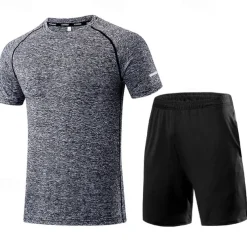 Men's Running T-Shirt 2 Pack Short Sleeve Tee Tshirt Casual Athleisure Breathable Quick Dry Soft Gym Workout Running Walking Sportswear Activewear Solid Colored Hemp gray Black White