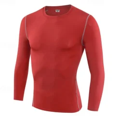 Men's Running T-Shirt Compression Shirt Long Sleeve Tee Tshirt Casual Athleisure Fall Breathable Quick Dry Gym Workout Running Walking Sportswear Activewear Solid Colored Black White Red