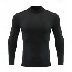 Men's Running T-Shirt Compression Shirt Long Sleeve Tee Tshirt Casual Athleisure Fall High Neck Breathable Quick Dry Gym Workout Running Walking Sportswear Activewear Solid Colored fluorescent green