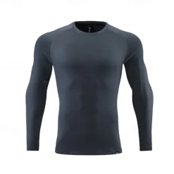 Men's Running T-Shirt Long Sleeve Tee Tshirt Casual Athleisure Breathable Quick Dry Soft Gym Workout Running Walking Sportswear Activewear Solid Colored Dark Grey Black White