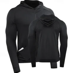 Men's Running T-Shirt Long Sleeve Tee Tshirt Casual Athleisure Fall Breathable Quick Dry Gym Workout Running Walking Sportswear Activewear Solid Colored Black White Dark Navy