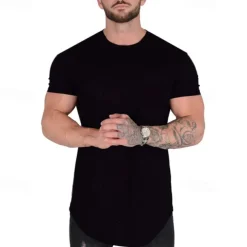 Men's Running T-Shirt Short Sleeve Tee Tshirt Casual Athleisure Breathable Quick Dry Soft Gym Workout Running Walking Sportswear Activewear Solid Colored Black White Yellow