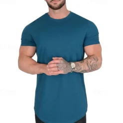 Men's Running T-Shirt Short Sleeve Tee Tshirt Casual Athleisure Breathable Quick Dry Soft Gym Workout Running Walking Sportswear Activewear Solid Colored Black White Yellow
