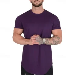 Men's Running T-Shirt Short Sleeve Tee Tshirt Casual Athleisure Breathable Quick Dry Soft Gym Workout Running Walking Sportswear Activewear Solid Colored Black White Yellow