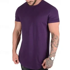 Men's Running T-Shirt Short Sleeve Tee Tshirt Casual Athleisure Breathable Quick Dry Soft Gym Workout Running Walking Sportswear Activewear Solid Colored Black White Yellow