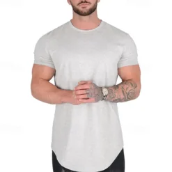 Men's Running T-Shirt Short Sleeve Tee Tshirt Casual Athleisure Breathable Quick Dry Soft Gym Workout Running Walking Sportswear Activewear Solid Colored Black White Yellow