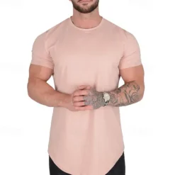 Men's Running T-Shirt Short Sleeve Tee Tshirt Casual Athleisure Breathable Quick Dry Soft Gym Workout Running Walking Sportswear Activewear Solid Colored Black White Yellow