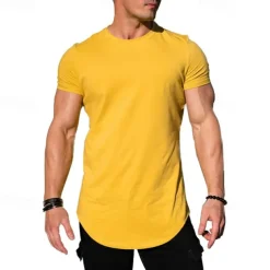 Men's Running T-Shirt Short Sleeve Tee Tshirt Casual Athleisure Breathable Quick Dry Soft Gym Workout Running Walking Sportswear Activewear Solid Colored Black White Yellow