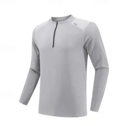 Men's Running T-Shirt Zipper Long Sleeve Zip Top Casual Athleisure Fall Breathable Quick Dry Soft Gym Workout Running Walking Sportswear Activewear Solid Colored Black White Dark Gray