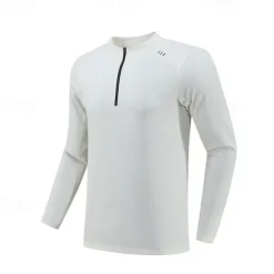 Men's Running T-Shirt Zipper Long Sleeve Zip Top Casual Athleisure Fall Breathable Quick Dry Soft Gym Workout Running Walking Sportswear Activewear Solid Colored Black White Dark Gray