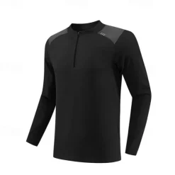Men's Running T-Shirt Zipper Long Sleeve Zip Top Casual Athleisure Fall Breathable Quick Dry Soft Gym Workout Running Walking Sportswear Activewear Solid Colored Black White Dark Gray