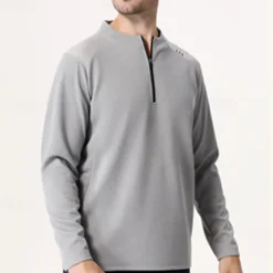 Men's Running T-Shirt Zipper Long Sleeve Zip Top Casual Athleisure Fall Breathable Quick Dry Soft Gym Workout Running Walking Sportswear Activewear Solid Colored Black White Dark Gray