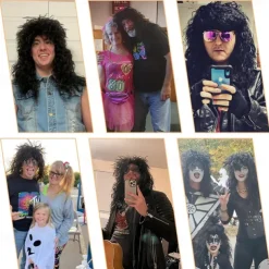 Mens 80s Wig Long Black Curly Wigs Rocker Costume Wig Men Fashion Smart Rocker Style Wig cosplay wig for Carnival