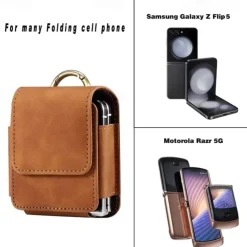 Men's Samsung Z Flip 6/5/4/3/2/1 Universal Phone Case Leather Case Belt Waist Bag Prop PU Leather Bag Phone Wallet Vintage Belt Phone Protective Case