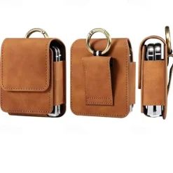 Men's Samsung Z Flip 6/5/4/3/2/1 Universal Phone Case Leather Case Belt Waist Bag Prop PU Leather Bag Phone Wallet Vintage Belt Phone Protective Case