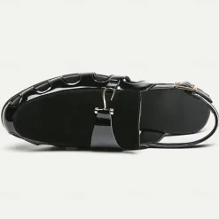 Men's Sandals Gladiator Sandals Roman Sandals PU Leather Breathable Comfortable Slip Resistant Buckle Black White